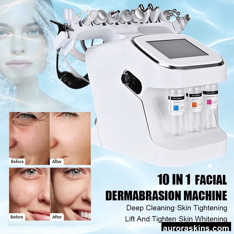 Multifunctional 10 in 1 Oxygen Dermabrasion Blackhead Removal H2O2 Oxygen Jet Small Bubble Microdermabrasion Facial Machine