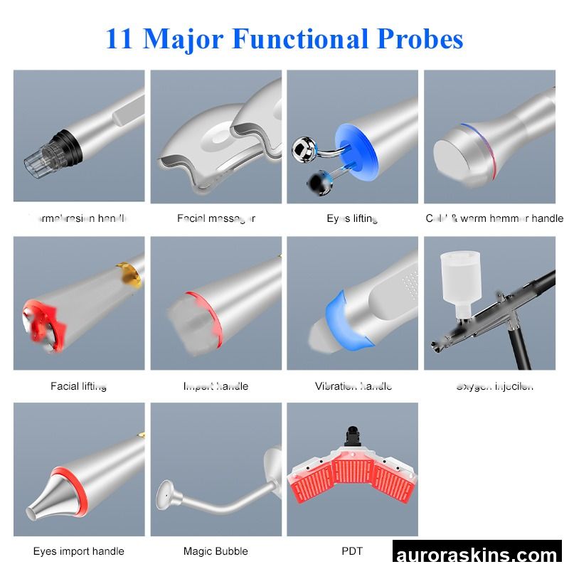 11 in 1 Skin Scrubber Dermabrasion Facial Care Oxygen Jet Peel Oxygen Injection with PDT Light Facial Aqua Peeling Machine