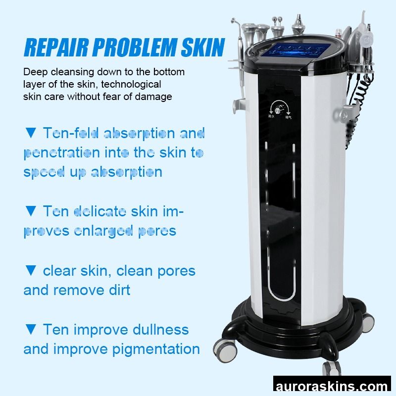 Multi-function 9 in 1 Vacuum Blackhead Remover Water Dermabrasion Oxygen Bubble Skin Rejuvenation Skin Scrubber Oxygen Machine