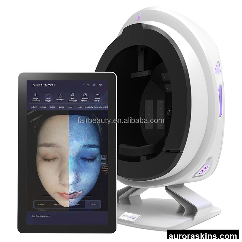 3600W Pixel NEW 3D AI Smart Skin Face Scanner Facial Care Skin Test Device Skin Analyzer Intelligent Machine with Pad