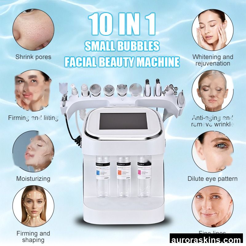 Multifunctional 10 in 1 Oxygen Dermabrasion Blackhead Removal H2O2 Oxygen Jet Small Bubble Microdermabrasion Facial Machine