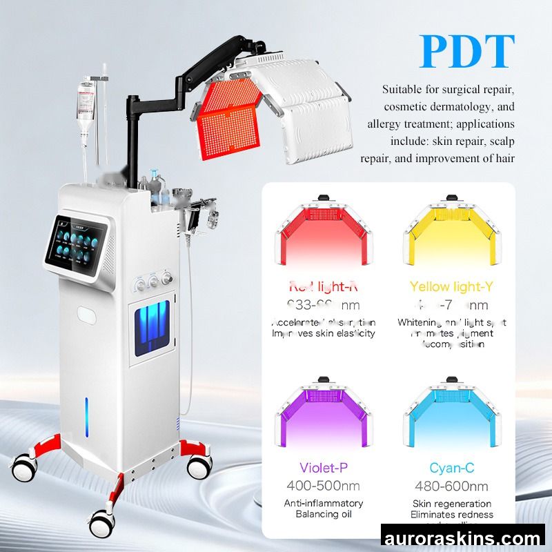 7 Colors Pdt Led Light Therapy 11 in 1 Cold Light Microdermabrasion Oxygen Jet Aqua Facial Water Dermabrasion Machine