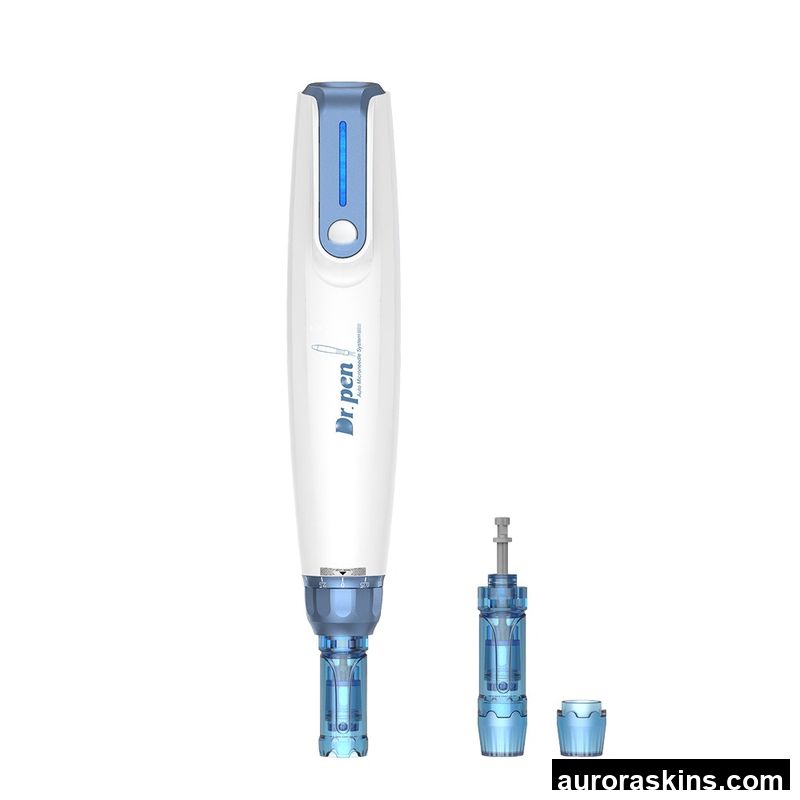 Aurora Skins Blue A9 Microneedle Pen Wireless Nano Light 0.25mm Stainless Steel Needles Face Lift US Plug Type