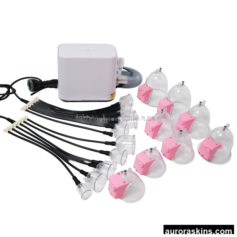 Electric Breast Massager with Vacuum Cup Set 8 Cups Digital Controller for Buttock Enlargement Body Shaping