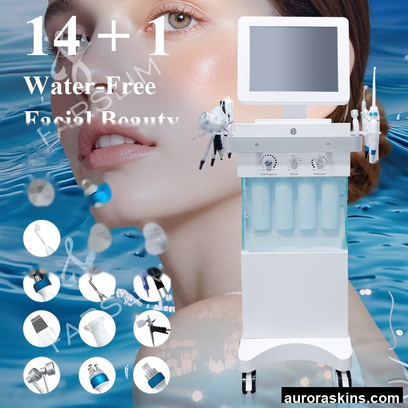 White case Hydrodermabrasion 14 in 1 New Face Care Oxygen Jet Water Bubbles H2O2 Skin Cleaning Tightening Whitening Instrument