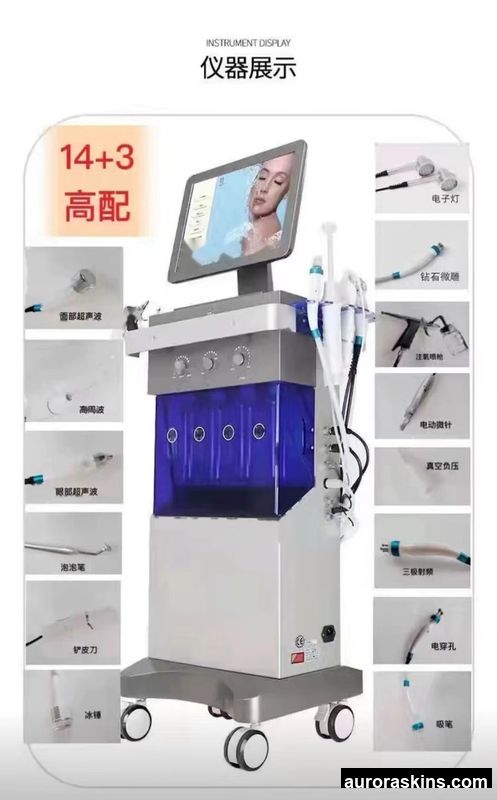 14-in-1 Beauty Oxygen Jet Facial & Head Skin Tightening Machine with Deep Cleansing US/UK/EU/AU/JP Plugs for Beauty Salons