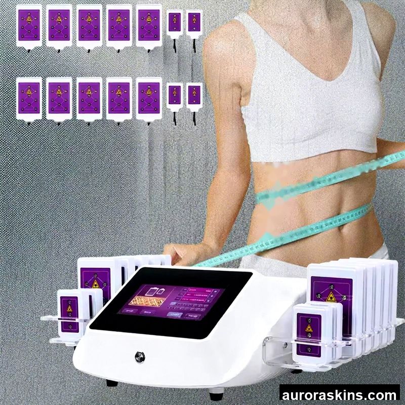 Portable Fat Removal Double Chin Lipo 14 Pads 635-650nm Lipo Cellulite Reduction Slimming 14 Pads Lipo Cavit Slimming Machine