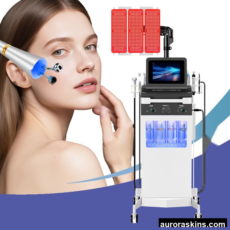 11 in 1 Skin Scrubber Dermabrasion Facial Care Oxygen Jet Peel Oxygen Injection with PDT Light Facial Aqua Peeling Machine