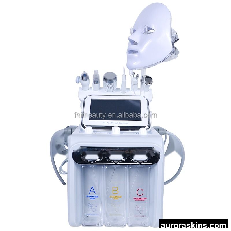 H2O2 Small Bubble 7 in 1 Microdermabrasion Aqua Beauty Facial Machine with Led Mask
