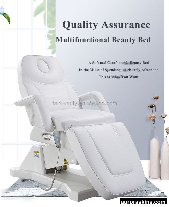 White PU Leather 3 Motors Electric Beauty Massage Chair Adjustable Facial Treatment Bed for Salon Spa Tattoo Clinic