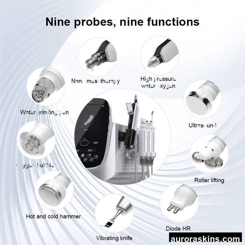 9 in 1 Deep Cleaning Oxygen Jet Aqua Peel Beauty Salon Equipment Skin Rejuvenation H2O2 Bubble Facial Machine Water Dermabrasion