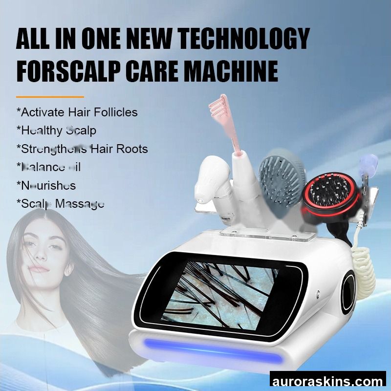 Multifunctional 5 in 1 Skin Analyzer Scalp Care Hair Growth Vibration Massage Hair Skin Analyzer Scalp Analysis Massage Machine
