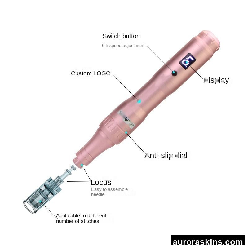 Small Black Wireless 0.25mm Nano Electric Microneedle MTS E6 Nanocrystals Acne Mesoderm Instrument for Body Wireless Beauty
