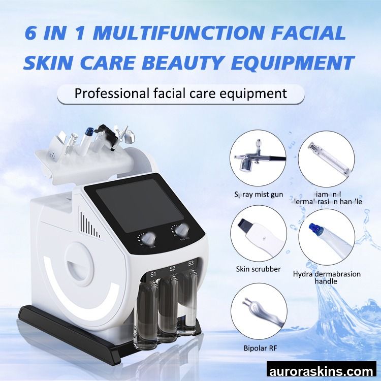 Multifunctional 6 in 1 Facial Beauty Machine Water Oxygen Deep Clean Diamond Microdermabrasion RF Skin Rejuvenation Equipment