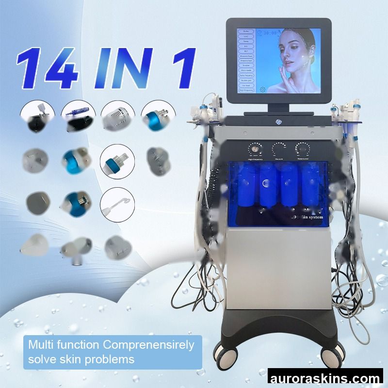Factory Price 14 in 1 Dermabrasion Face Care Spa Machine Oxygen Jet Water Bubbles H2O2 for Facial Skin Cleaning