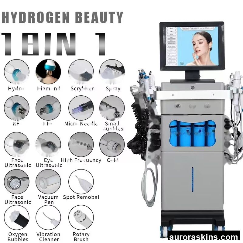 Aurora Skins a 18in1 Skincare Facial Skin Aqua Tightening Whitening Lifitng Machine Face Cleaning Salon Spa Homeuse Brush Cleaner