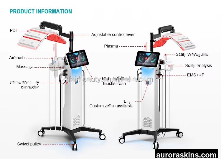New 7in1 Scalp Waveguide+Scalp Analysis+EMSRF+Massage Handle+Sprayer+Plasma+PDT Hair Treatment Hair Spa Machine