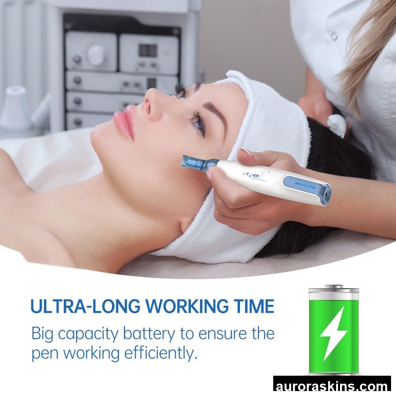 Aurora Skins Blue A9 Microneedle Pen Wireless Nano Light 0.25mm Stainless Steel Needles Face Lift US Plug Type