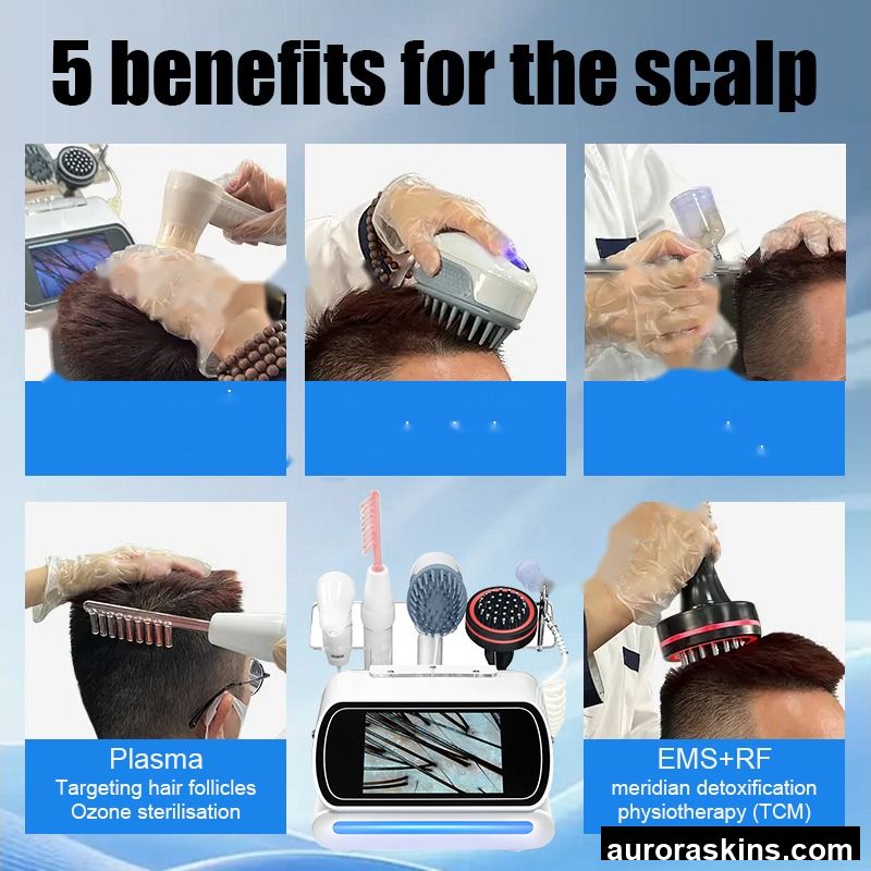 Multifunctional 5 in 1 Skin Analyzer Scalp Care Hair Growth Vibration Massage Hair Skin Analyzer Scalp Analysis Massage Machine