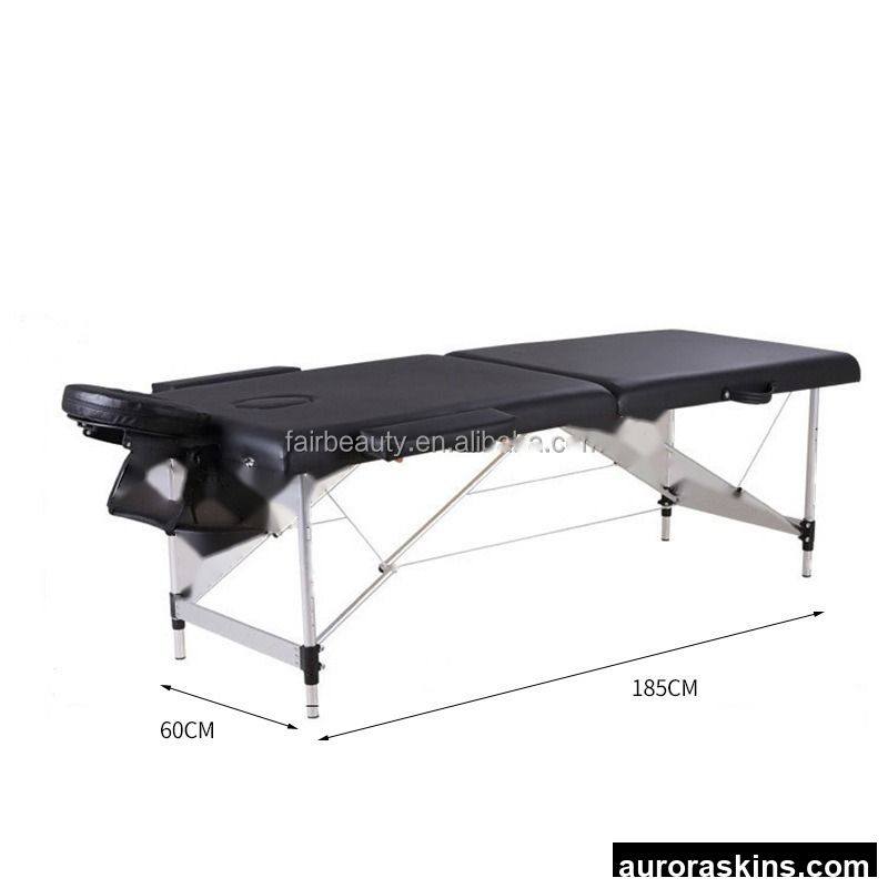 Beauty Salon SPA 2-Section Aluminum Alloy Foldable Massage Adjustable Table Portable Massage Table Facial Massage Bed