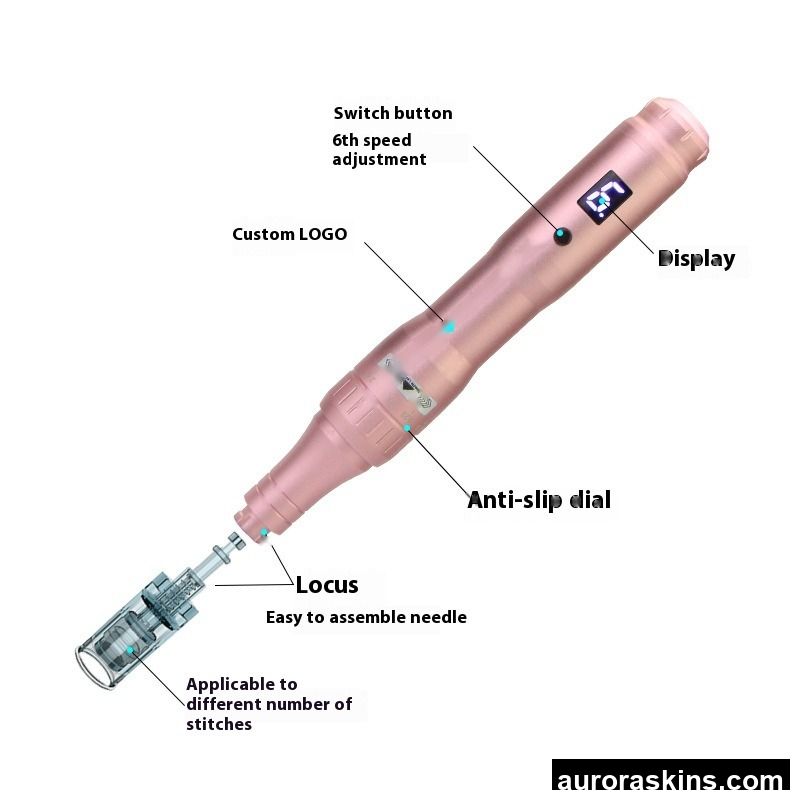 Small Black E6 Nanocrystals Wireless Beauty Pen Instrument 20W Acne Mesoderm Electric Microneedle for Face ABS Beauty Centers