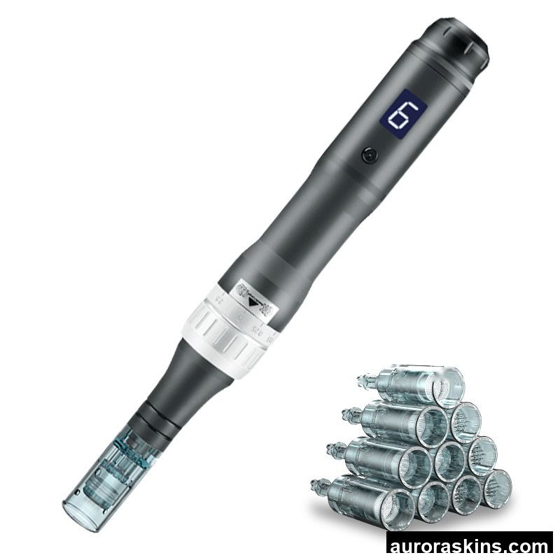 Small Black E6 Nanocrystals Wireless Beauty Pen Instrument 20W Acne Mesoderm Electric Microneedle for Face ABS Beauty Centers