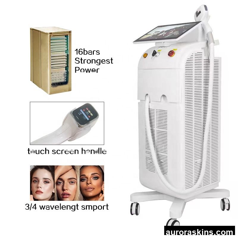 Aurora Skins a Skincare Soprano 808 755 1064nm 1 Handle Titanium Homeuse Spa Beauty Remove Hair Screen Machine Touch Screen HD Lifting