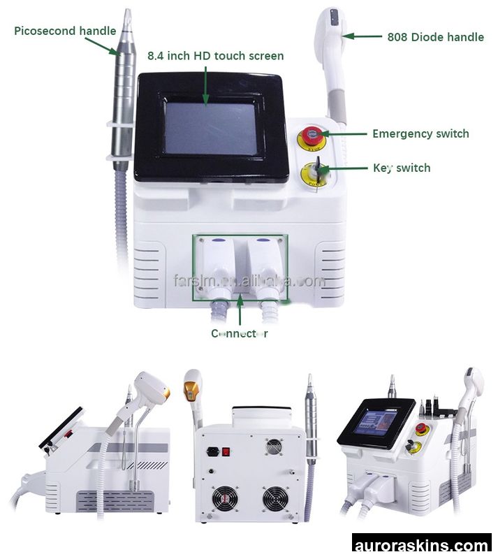 2-in-1 808nm Diode Hair Removal Pico Tattoo Removal with TEC Sapphire Contact Cooling System Painless Hair and Pigment Removal
