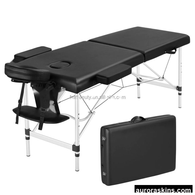 Beauty Salon SPA 2-Section Aluminum Alloy Foldable Massage Adjustable Table Portable Massage Table Facial Massage Bed