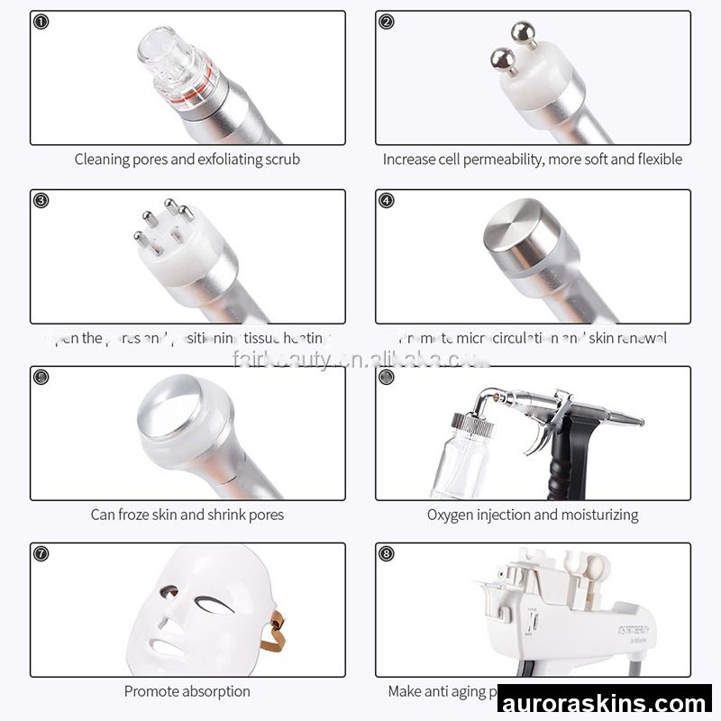 Aqua 8 in 1 Peeling Vacuum Cleaning Machine RF BIO- Lifting Beauty Machine with Mask Meso Gun