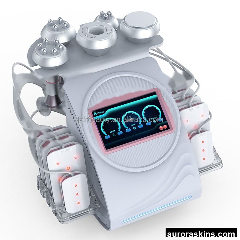 6 in 1 Lipo Laser Ultrasonic Cavitation Machine Radio Frequency Vacuum RF Slimming Machine Home Use With 8 Pads