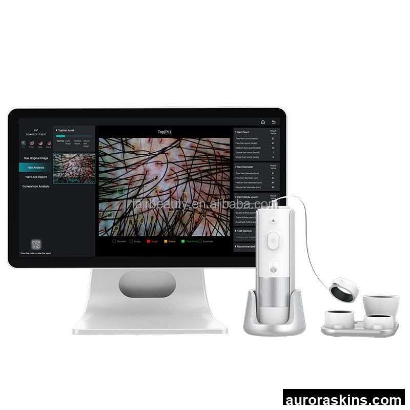 Aurora Skins Fr-01ds 2025 New Tech AI Hair Analyzer 15.6 Inch Touch Color Screen Digital Moisture Tester Growth Head Skin Analysis