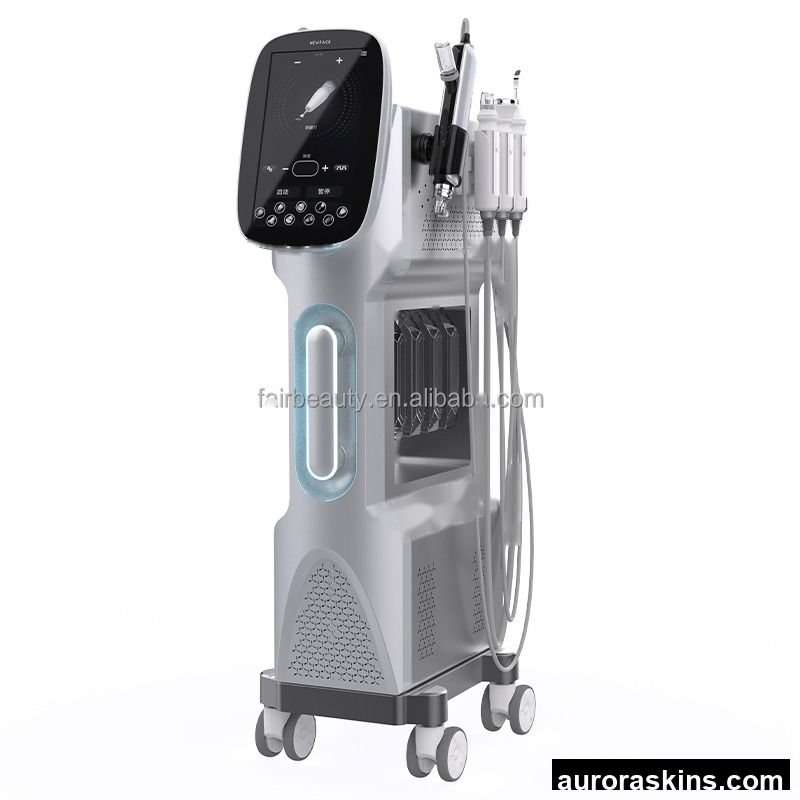 Water Dermabrasion 9 in 1 Oxygen Jet Skin Scrubber Vacuum Blackhead Remover Aqua Peeling Microdermabrasion Facial Machine