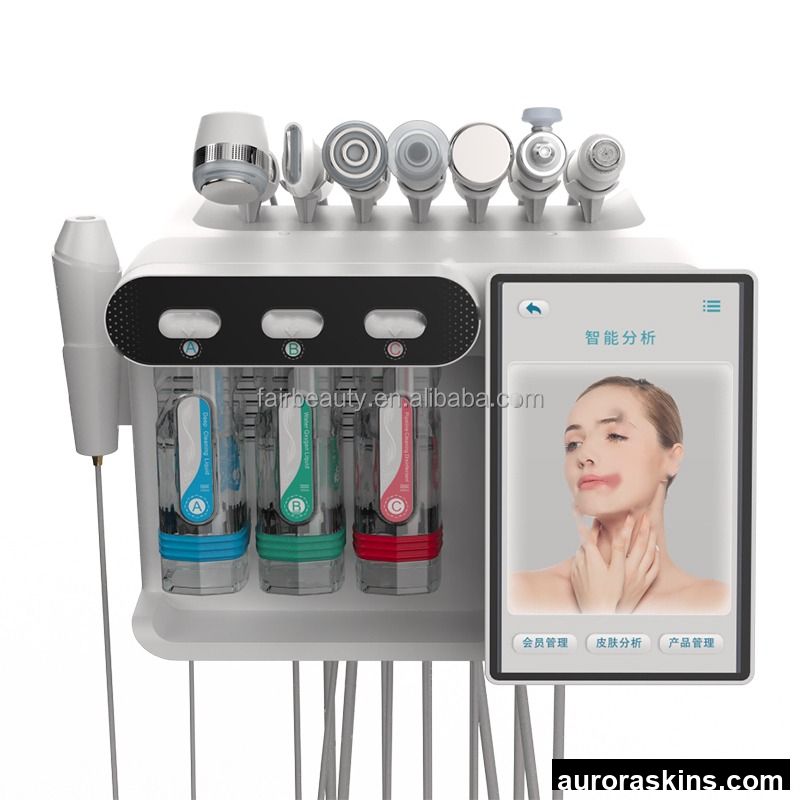 8 in 1 Face Scanner Skin Analyzer Dermabrasion Machine Skin Rejuvenation Oxygen Jet Facial Beauty Machine With Skin Analyse