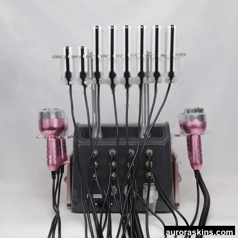 6in1 Vacuum Cavitation Slimming Machine RF /40or80k /8 Lipolaser 635nm 8*plates/skin Tightening Body Shape pink Shell square