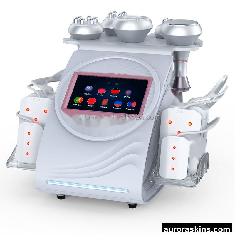 6 in 1 Lipo Laser Ultrasonic Cavitation Machine Radio Frequency Vacuum RF Slimming Machine Home Use With 8 Pads