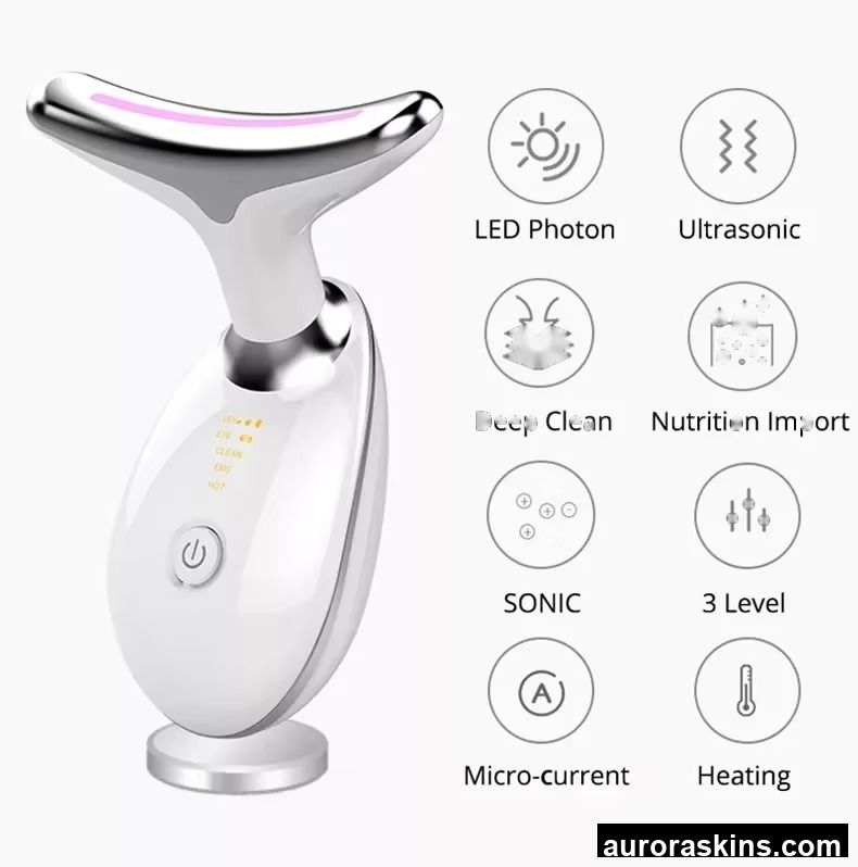 Aurora Skins a Homeuse Handheld Face Neck Body Lifting Light Therapy Wave Massage Cleaner Vibration Jade Roller Skincare Facial