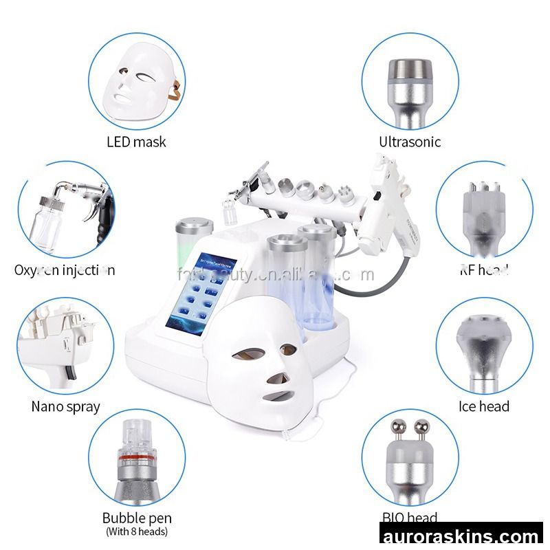 Aqua 8 in 1 Peeling Vacuum Cleaning Machine RF BIO- Lifting Beauty Machine with Mask Meso Gun