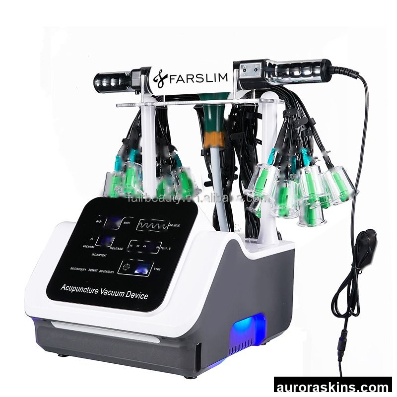 Microelectric Meridian Heating Roller Rolling Massage Device Led Light Lymph Drainage Vacuum Cupping Instrument