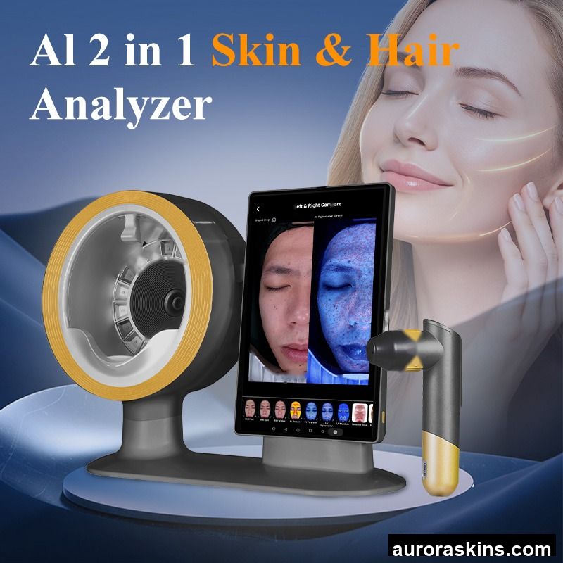 New 2 in 1 Skin& Hair Analyzer Intelligent Facial Skin Analyzer AI Facial Skin Analyzer Mirror Tester Scanner for Commercial Use