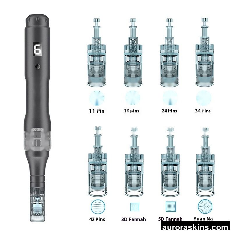 Small Black E6 Nanocrystals Wireless Beauty Pen Instrument 20W Acne Mesoderm Electric Microneedle for Face ABS Beauty Centers