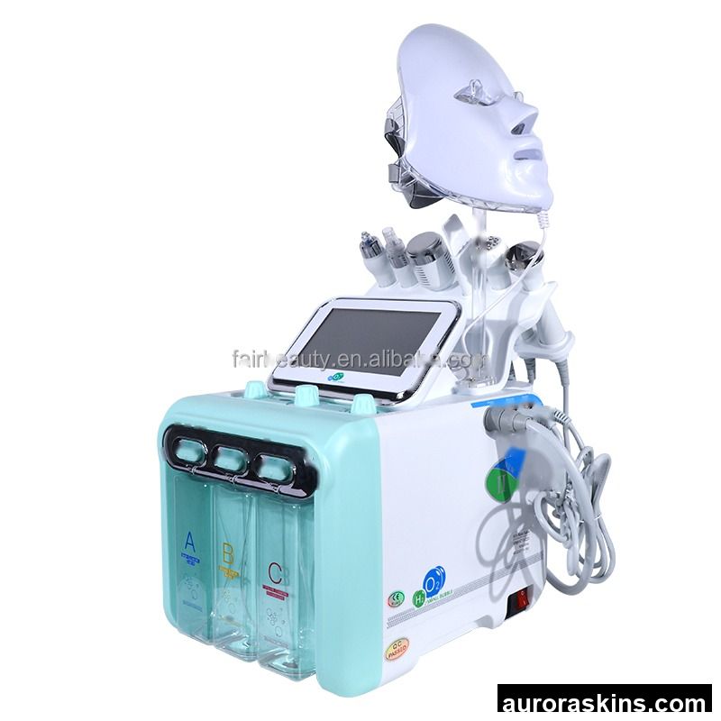 Oxygen 7 in 1 H202 Small Bubble 7in1 Dermabrasion Oxygen Sprayer Aqua Facial Machine LED Mask for Salon