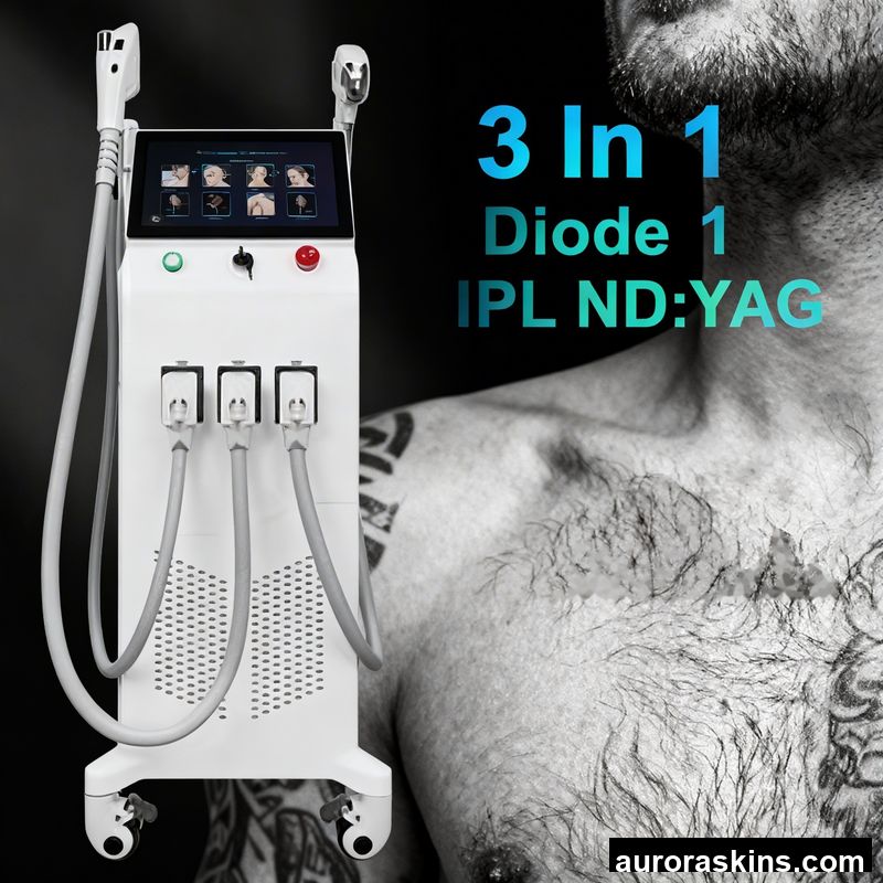 3-in-1 808nm Diode Permanent Hair Removal Pigmentation Tattoo and Removal Sapphire Dynamic Cooling Multi-Function Beauty Device