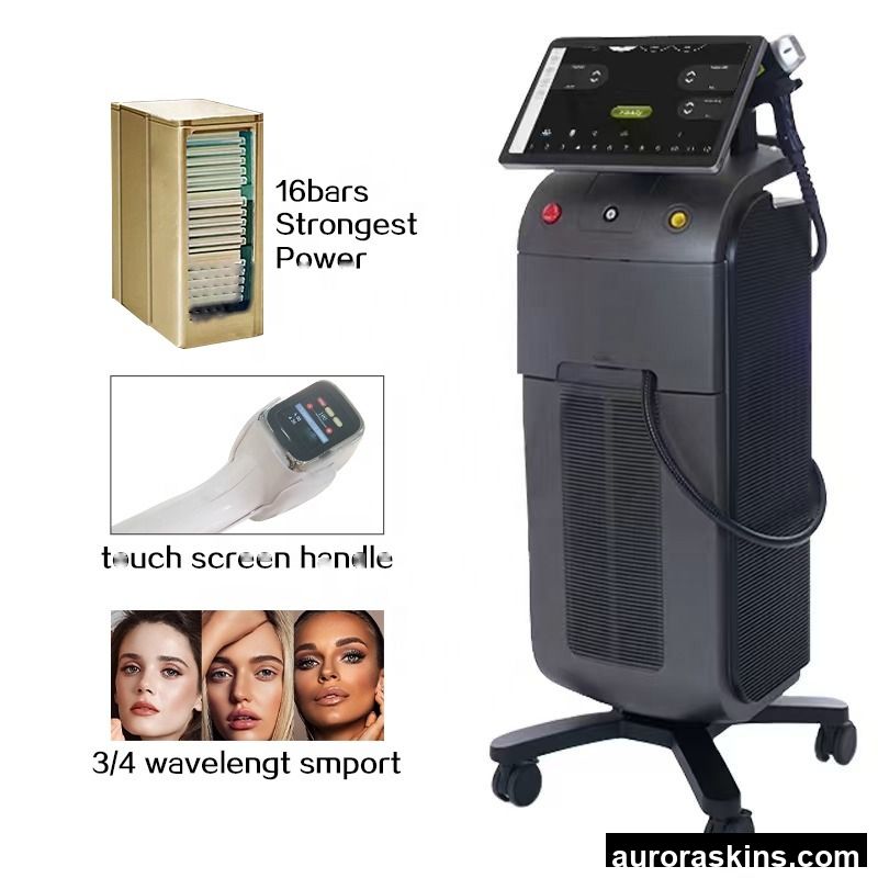 Aurora Skins a Skincare Soprano 808 755 1064nm 1 Handle Titanium Homeuse Spa Beauty Remove Hair Screen Machine Touch Screen HD Lifting
