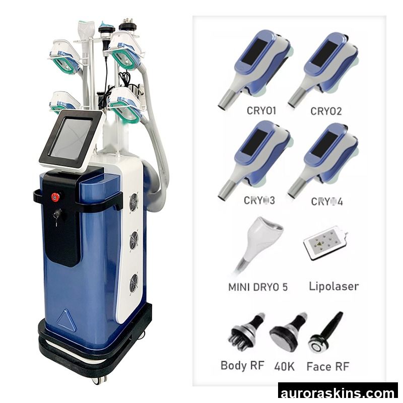 Aurora Skins a 9in1 Cryo Slim Cryotherapy Machine Burning Fat Freezing Salon Equipment Chin Handle 360 Body Contouring Jade Roller