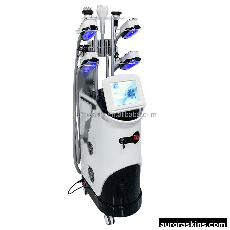 Aurora Skins Newest! 9in1 Artimel Aesthetic 5handles 360degree Cryolipo Cavitation Cool Cellulite Cryo RF Lipolaser Slimming Machine