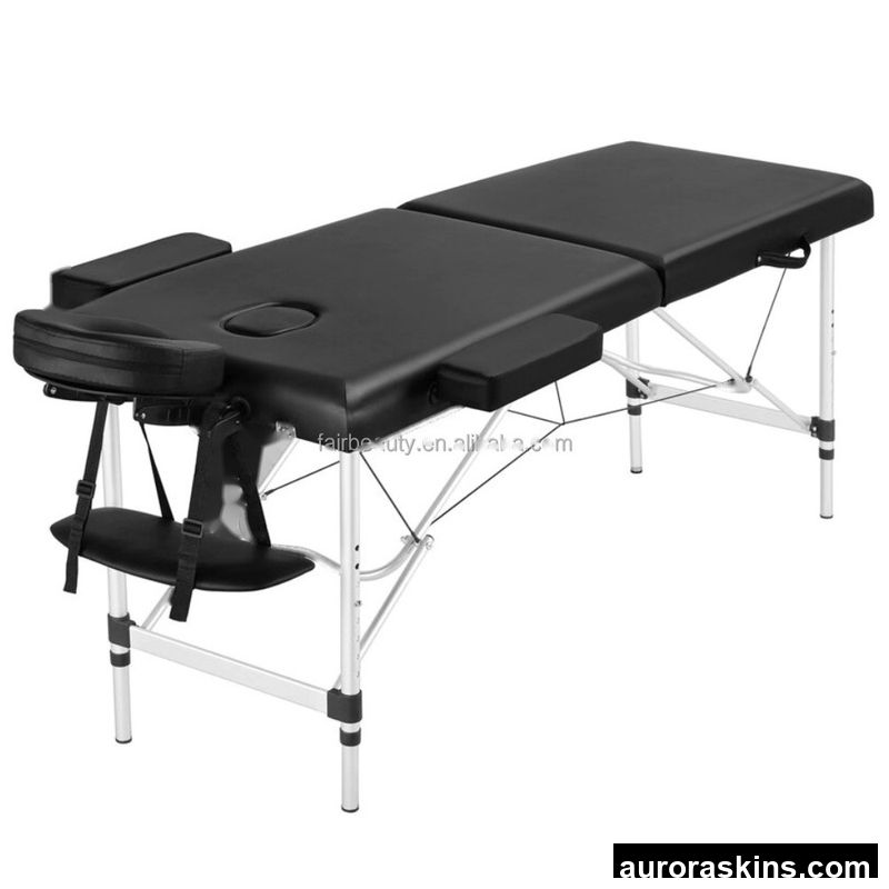 Beauty Salon SPA 2-Section Aluminum Alloy Foldable Massage Adjustable Table Portable Massage Table Facial Massage Bed