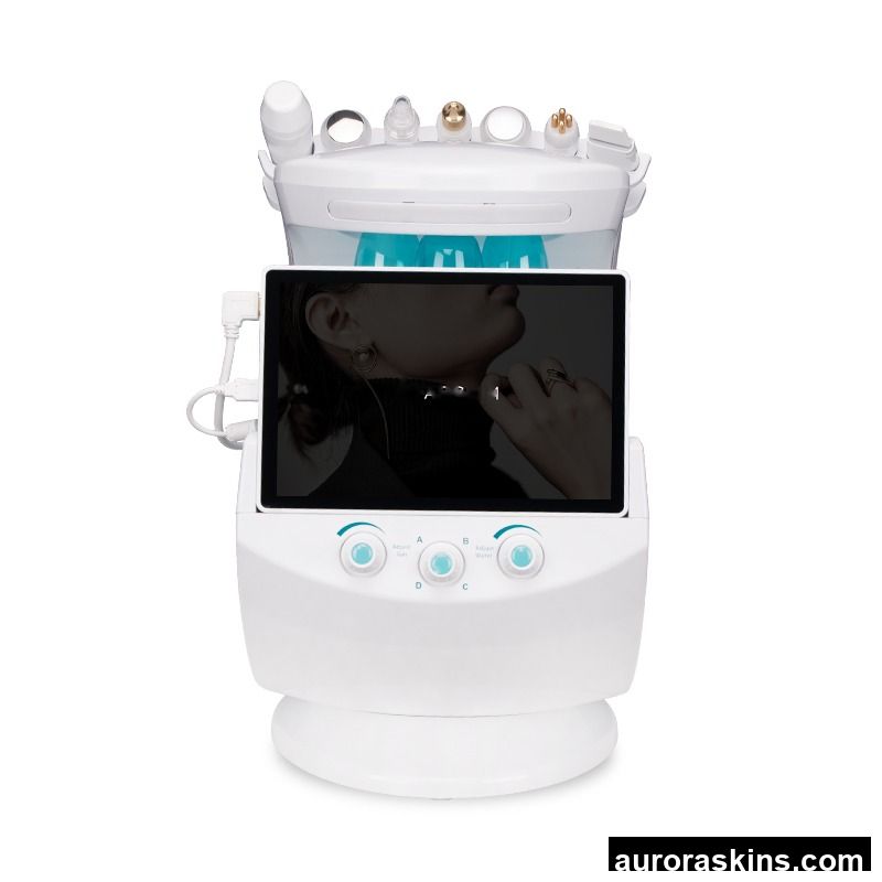 Faciel Machine 8 in 1 Oxygen Facial Sprayer Skin Scrubber Dermabrasion Beauty Skin Management System Smart Ice Blue