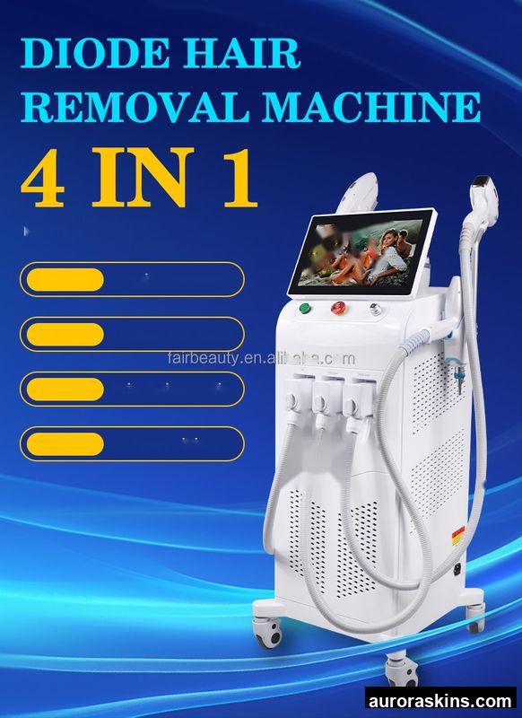 Aurora Skins a 4in1 Soprano 808 755 940 1064nm IPL OPT RF Hollywood Peel Tattoo Skincare 532 1320nm Multifunctional Homeuse Spa