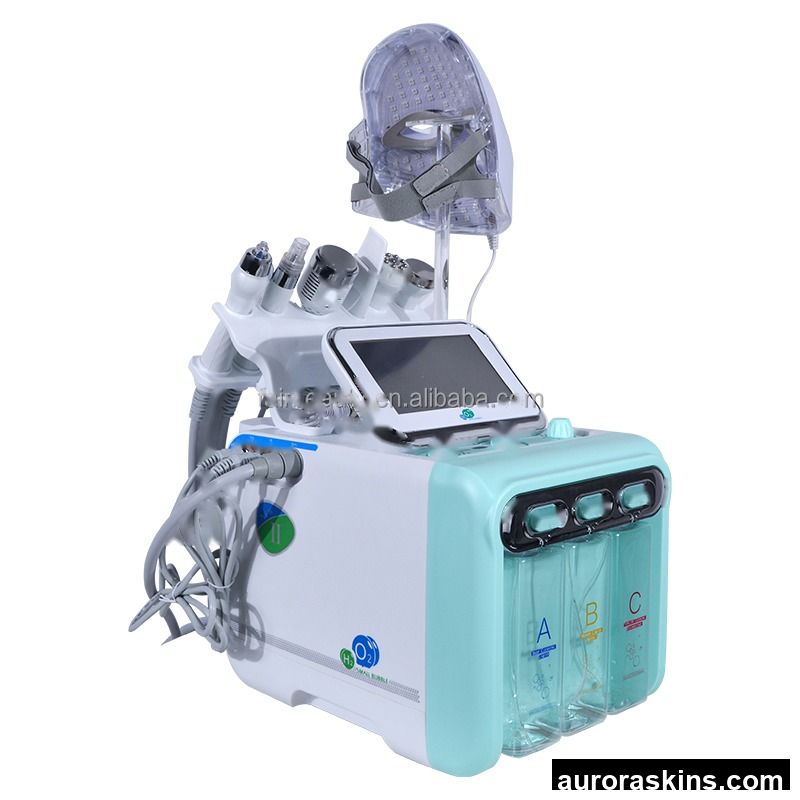 Oxygen 7 in 1 H202 Small Bubble 7in1 Dermabrasion Oxygen Sprayer Aqua Facial Machine LED Mask for Salon